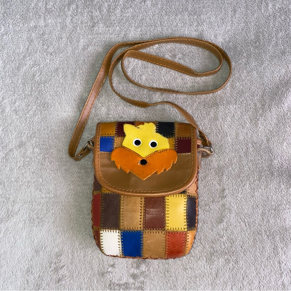 Patchwork Crossbody Bag with Cartoon Face